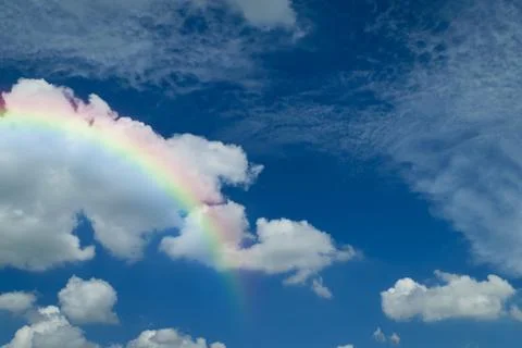 Blue sky cloud with rainbow Stock Photos