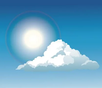 Blue sky cloud sun light shine Stock Illustration