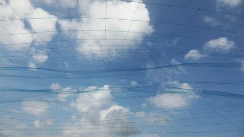 Blue sky with clouds and computer network Stock Footage 97900736