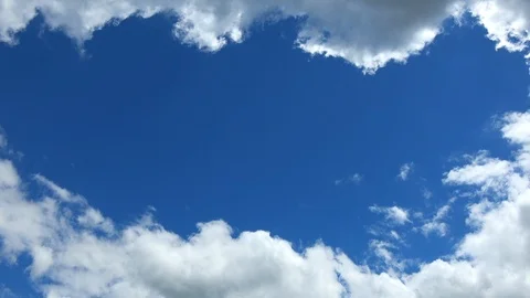 Blue sky with clouds and copyspace in the center, 4K Stock Footage 114118967