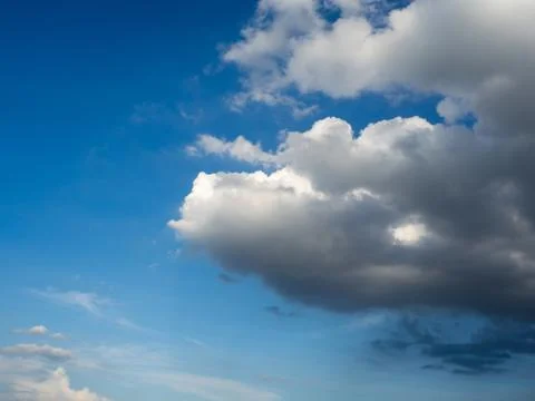 Blue sky with clouds and rain clouds before the storm coming Stock Photos