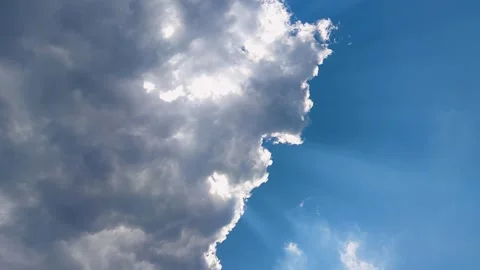 Blue Sky, Clouds and Rays of Light Stock Footage 252996547
