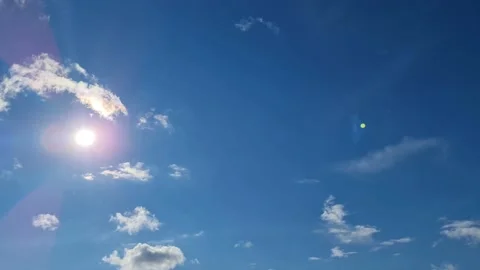 The Blue sky clouds and sun. Sky and sun background. Stock Footage 160830087