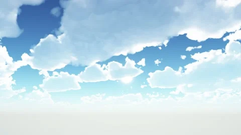Blue sky with clouds and sun. 3d render illustration Stock Footage 227665187