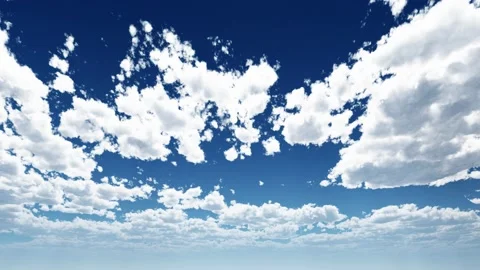Blue sky with clouds and sun. 3d render illustration Stock Footage 228668308