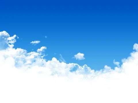 Blue sky with clouds and sun Stock Photos