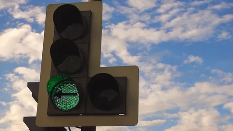 Blue Sky With Clouds and traffic light in the city 스톡 동영상 82371173
