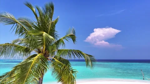 Blue sky with clouds and turquoise water Stock Footage 256063686