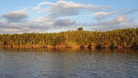 Blue sky, clouds and water in West Kalimantan, Indonesia Stockbeeldmateriaal 337378750