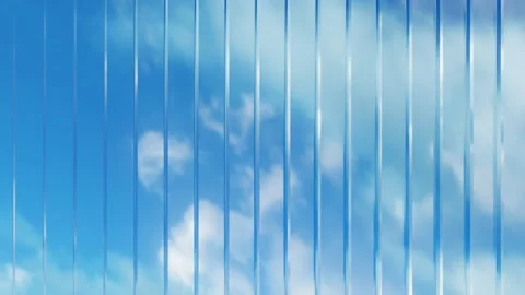 Blue sky with clouds animation, moving clouds with transparent  glass blocks Stock Footage 144876872