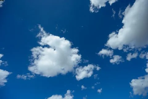 Blue sky with clouds, background. Copy space. Wide angle, High quality photo- Stock Photos
