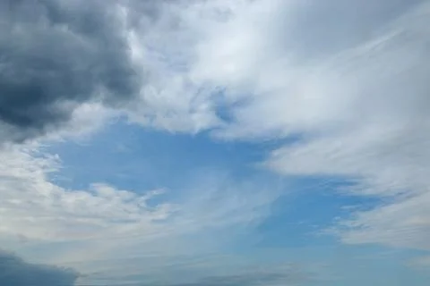 Blue sky with clouds background, sky with clouds. Stock Photos