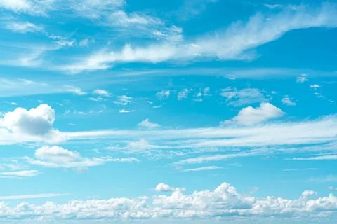 Blue sky with clouds background,Different types of clouds in the sky Stock Photos