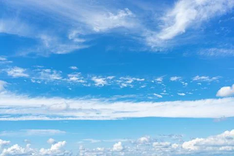 Blue sky with clouds background,Different types of clouds in the sky Stock Photos