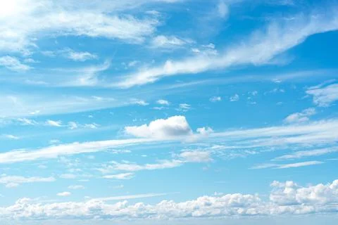 Blue sky with clouds background,Different types of clouds in the sky Stock Photos