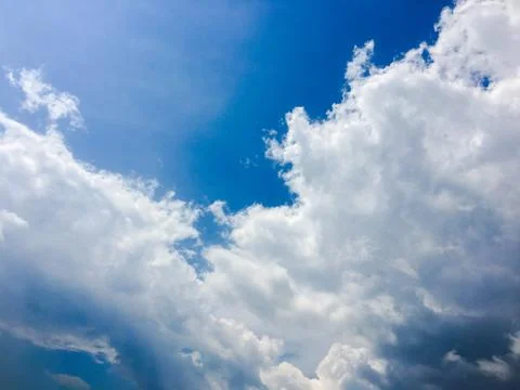 Blue sky clouds. Beautiful blue sky with white clouds background. Sky white c Stock Photos