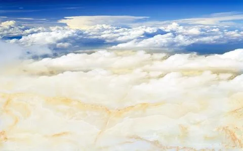 Blue sky with clouds, beige marble Stock Illustration