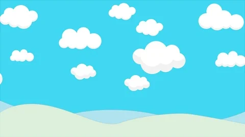 Blue Sky With Clouds In Cartoon Style Motion Video Stock-Footage 106917029