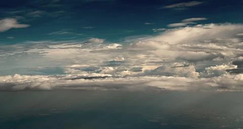 Blue sky with a clouds. Clear blue sky panoramic background with small white 写真素材