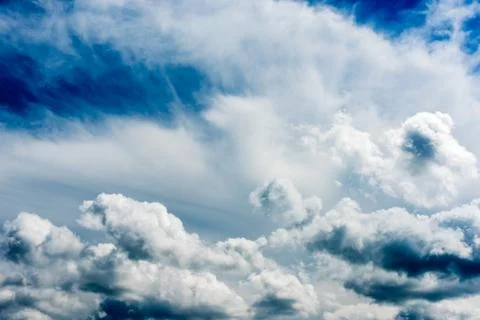 Blue sky with clouds closeup Stock Photos