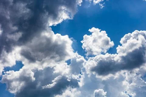 Blue sky with clouds closeup Stock Photos