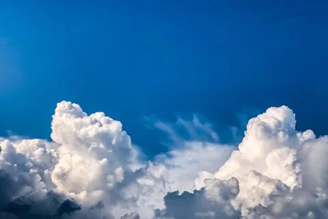 Blue sky with clouds closeup Stock Photos
