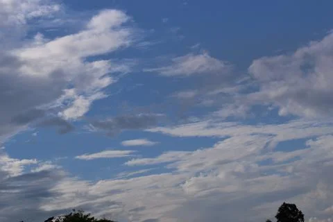 Blue sky with clouds closeup Stock Photos