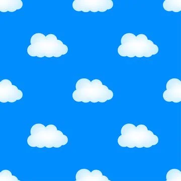 Blue sky, clouds. Cloud pattern, cloud shape. Vector illustration. Stock Illustration