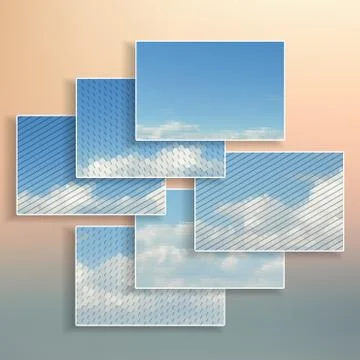 Blue sky with clouds. Collection of abstract multicolored backgrounds. Natural Stock Illustration