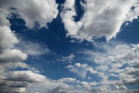 Blue sky with clouds, depth of the sky, beautiful sky with clouds, sky with c Stock Photos