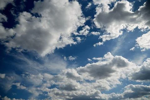 Blue sky with clouds, depth of the sky, sky with clouds background Stock Photos