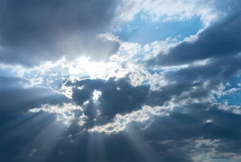 Blue sky with clouds during sunset Stock Photos