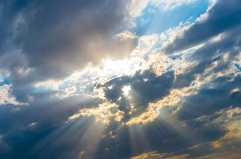 Blue sky with clouds during sunset Stock Photos