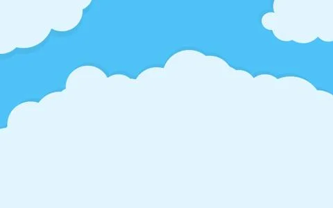 Blue sky clouds flat cartoon background vector Stock Illustration