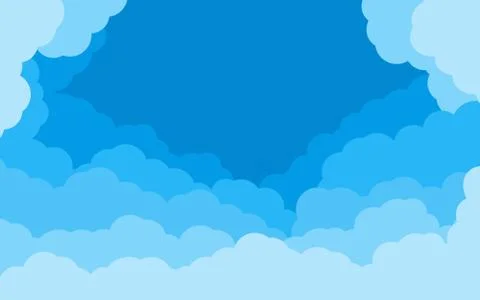 Blue sky clouds layered effect background vector Illustrazione stock