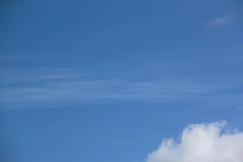 Blue sky with clouds line in a nice weather day. Stock Photos