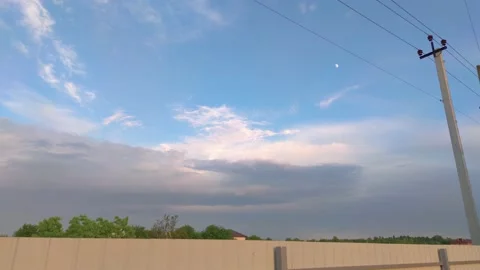 Blue Sky Clouds Moon Stock Footage 159996054