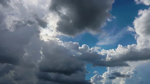 Blue sky with clouds movement and sun shines and sunbeams Stock Footage 164498727