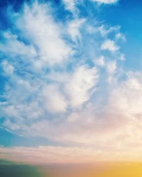 Blue sky with clouds, natural background texture Photos