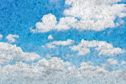 Blue sky with clouds retro style. Stock Photos