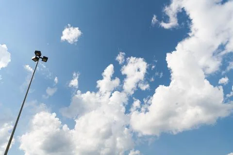 Blue sky with clouds in the sky. Sky clouds background. White cloudy Heaven with Fotos Stock