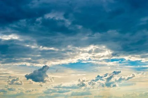 Blue Sky with Clouds Before the Sundown Stock Photos