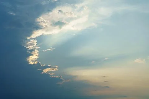 Blue sky with clouds at sunset Stock Photos