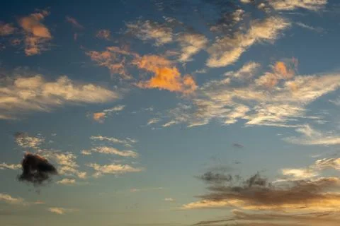 Blue Sky with Clouds at Sunset 스톡 사진