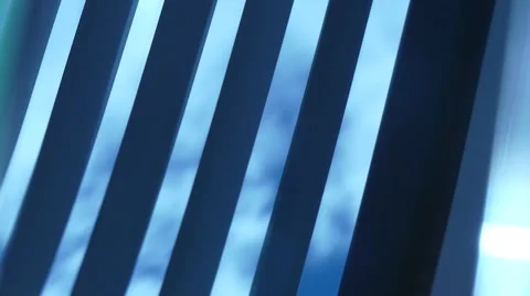 Blue sky clouds through blinds Stock Footage 67762779