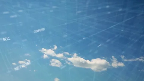 Blue sky with clouds time lapse and business cyberspace Stock Footage 228085299