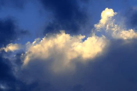 Blue sky with clouds at twilight Stock Photos