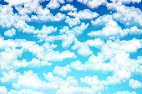 Blue sky with clouds. Vector background Stock Illustration