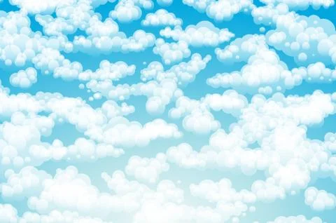 Blue sky with clouds. Vector background Stock Illustration