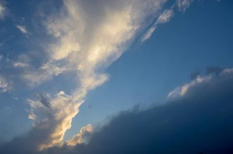 Blue sky with clouds in winter over the Mediterranean sea 3 Stock Photos